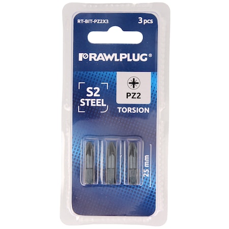 Rawlplug POZIDRIV SCREWDRIVER BITS, PK3 RT0-BIT-PZ2X3